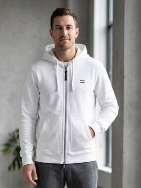 Reigning Champ Full-Zip Hoodie, Handcrafted in Canada, White, Mens Size Medium